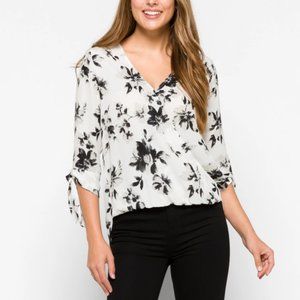 Allan Surplice Tie Sleeve High Low Blouse